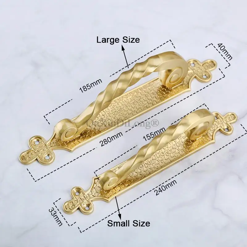 Stunning 2PCS Pure Brass European Door Handles Wardrobe Cabinet Pulls Living Room Bedroom Bathroom Door Pulls Handles