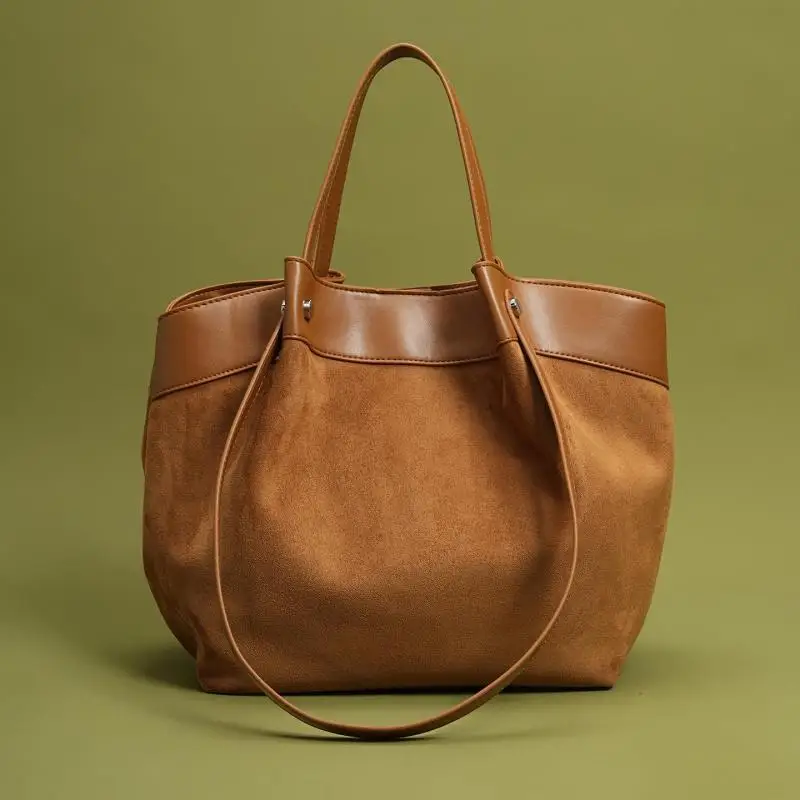 

Новая ручная женская сумка-тоут большой вместимости в американском стиле ретро, простая и повседневная универсальная сумка через плечо на одно плечо, трендовая