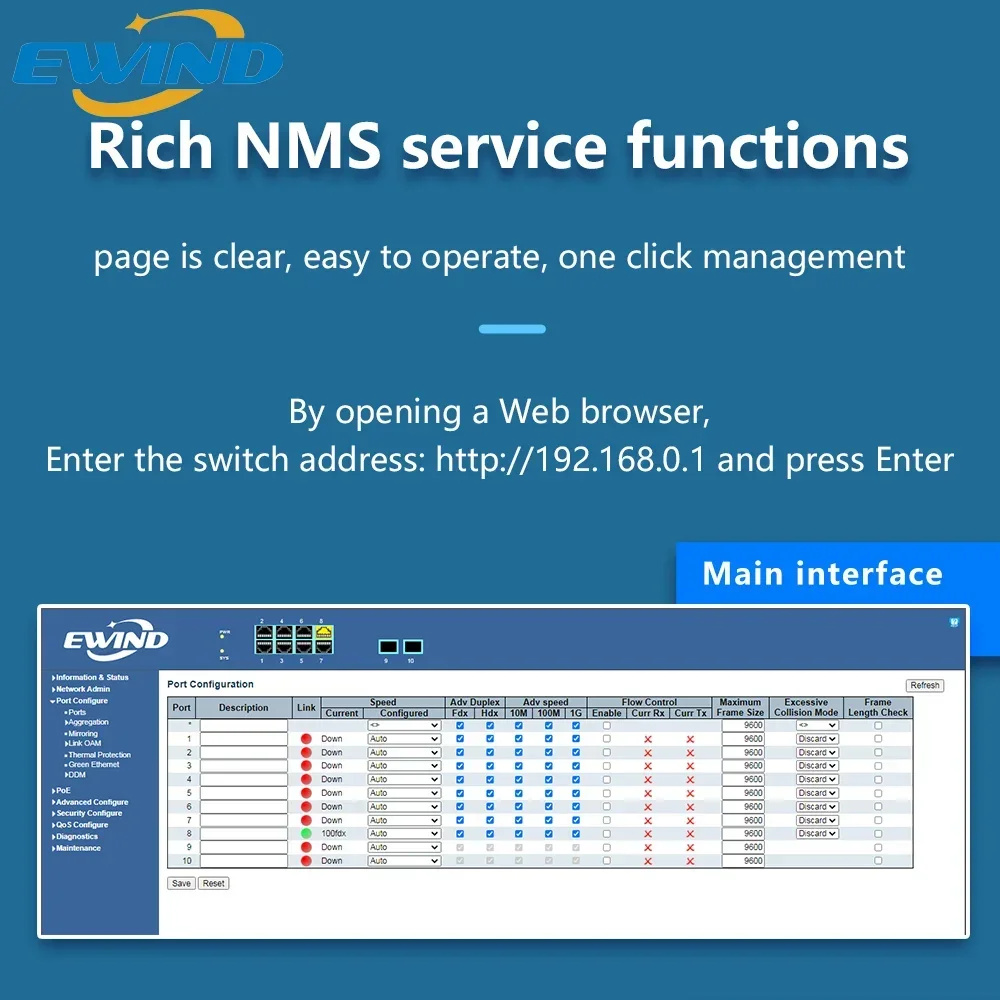 36 48-gigabit SFP+ Ports L3 Managed Network Switch Support DHCP and Dynamic Routing Support VLAN Division and Port Aggregati