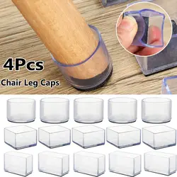 4Pcs/Set Silicone Pads Transparent Table And Chair Leg PVC Caps Round Bottom Foot Cover Non-slip Furniture Floor Protector Pads