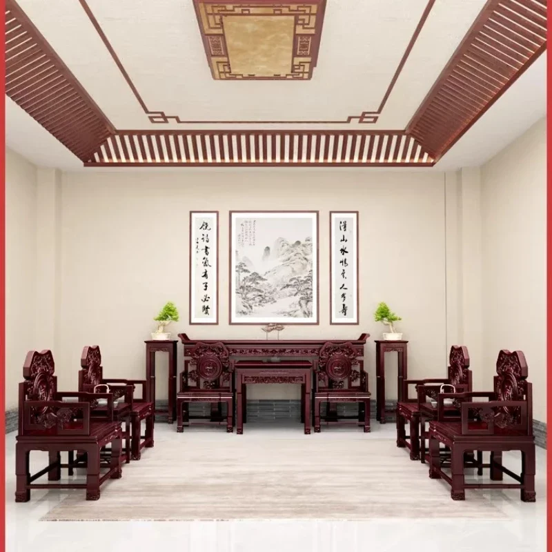Solid wood strip case, eight immortal table, table incense table, rural hall house, twelve-piece furniture