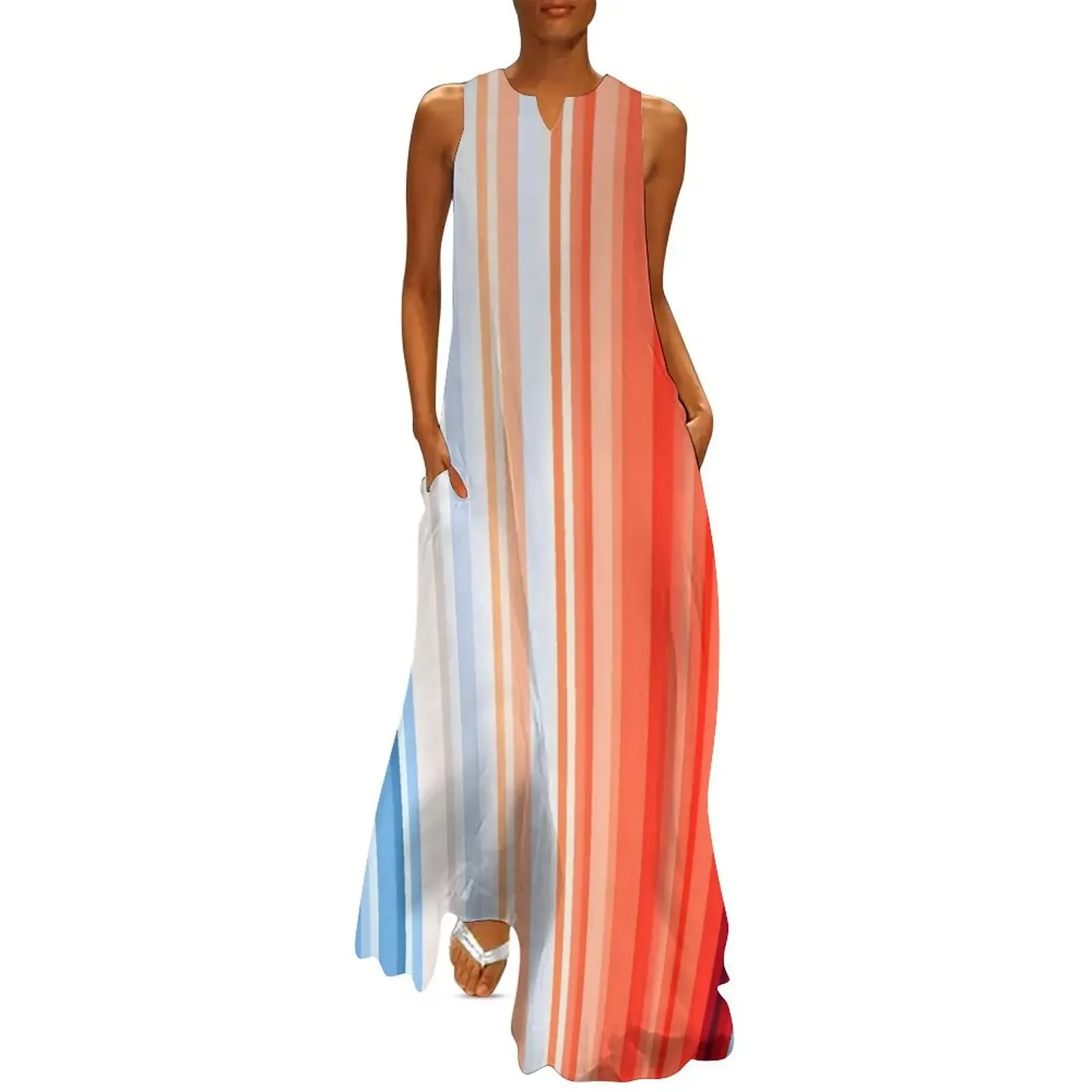

Climate Change Stripes Long Dress Casual dresses Female clothing Women's skirt Women dresses summer Dress