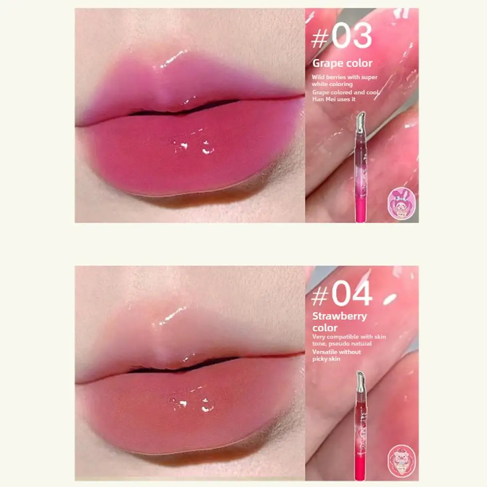 Water Mirror Lip Glaze Peach Berry Color Moisturizing Lip Balm Non-sticky Lasting Lipstick Strawberry Color Dudu Plumping Lip Gl