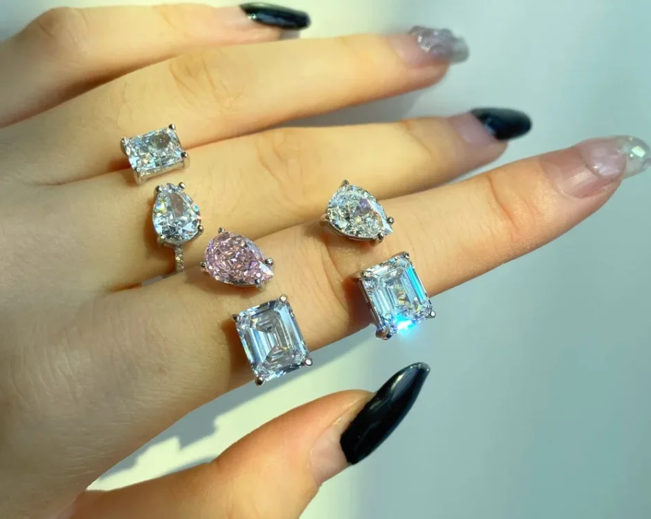 Lovers Heart Lab Simulated Diamond Ring 925 Sterling Silver Party Wedding Band Rings for Women Bridal Engagement Jewelry