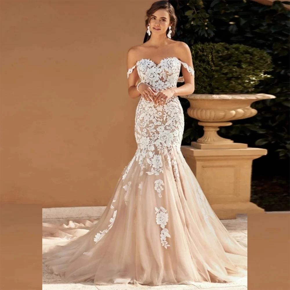 Exquisite Brautkleider für Frauen 2024 Schatz Brautkleider Spitzen applikationen Vintage Roben von der Schulter vestidos de novia