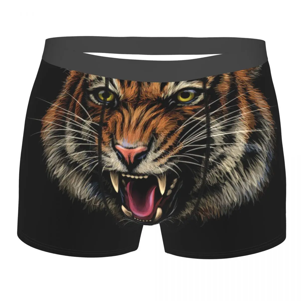 

Growling Tiger Hand Drawn Underpants Breathbale Panties Male Underwear Print Shorts Boxer Briefs