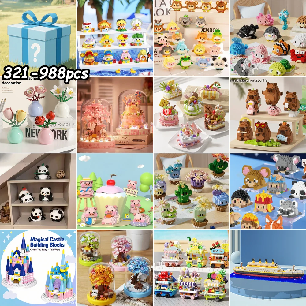 Caixa cega aleatória de brinquedos de blocos de construção, desmontar e montar para uma pouca diversão, a experiência de montagem é incrível