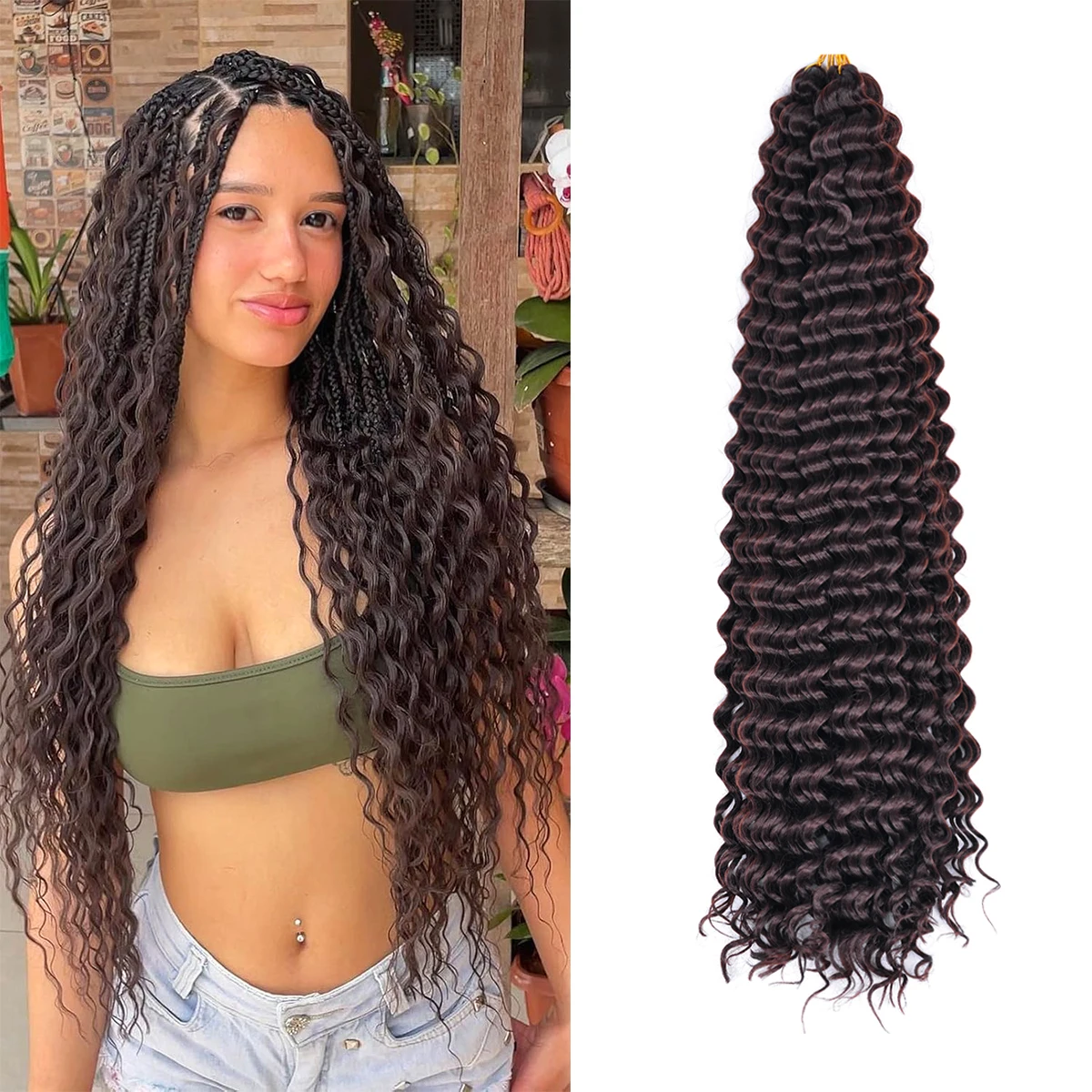 Deep Wave Twist Crochet Hair 28inch Synthetic Afro Curly Crochet Braids Ombre Orange Braiding Hair Extensions For Women