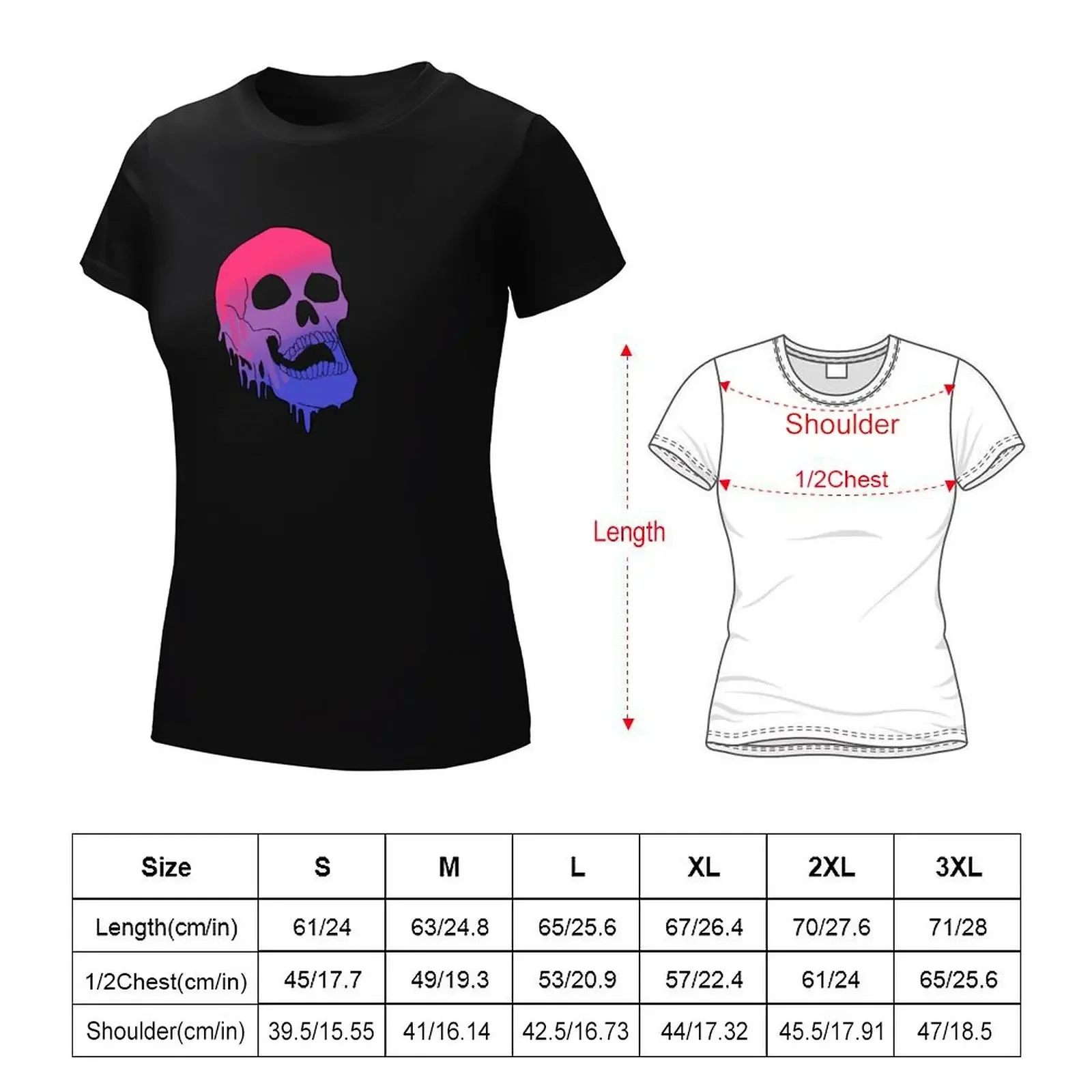 LGBT Pride Melting Skull - Bi Flag T-Shirt anime clothes Blouse t-shirt dress for Women sexy