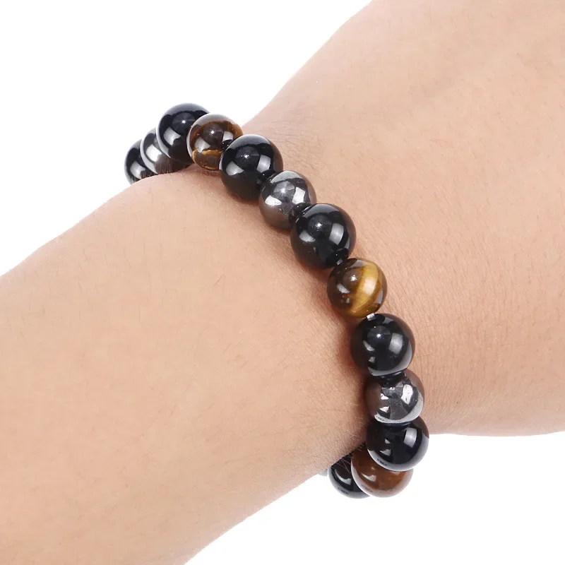 Nature Tiger Eye Stone Obsidian Hematite Handmade Bracelet 10mm Braided Beads Bracelet Jewelry For Men Women