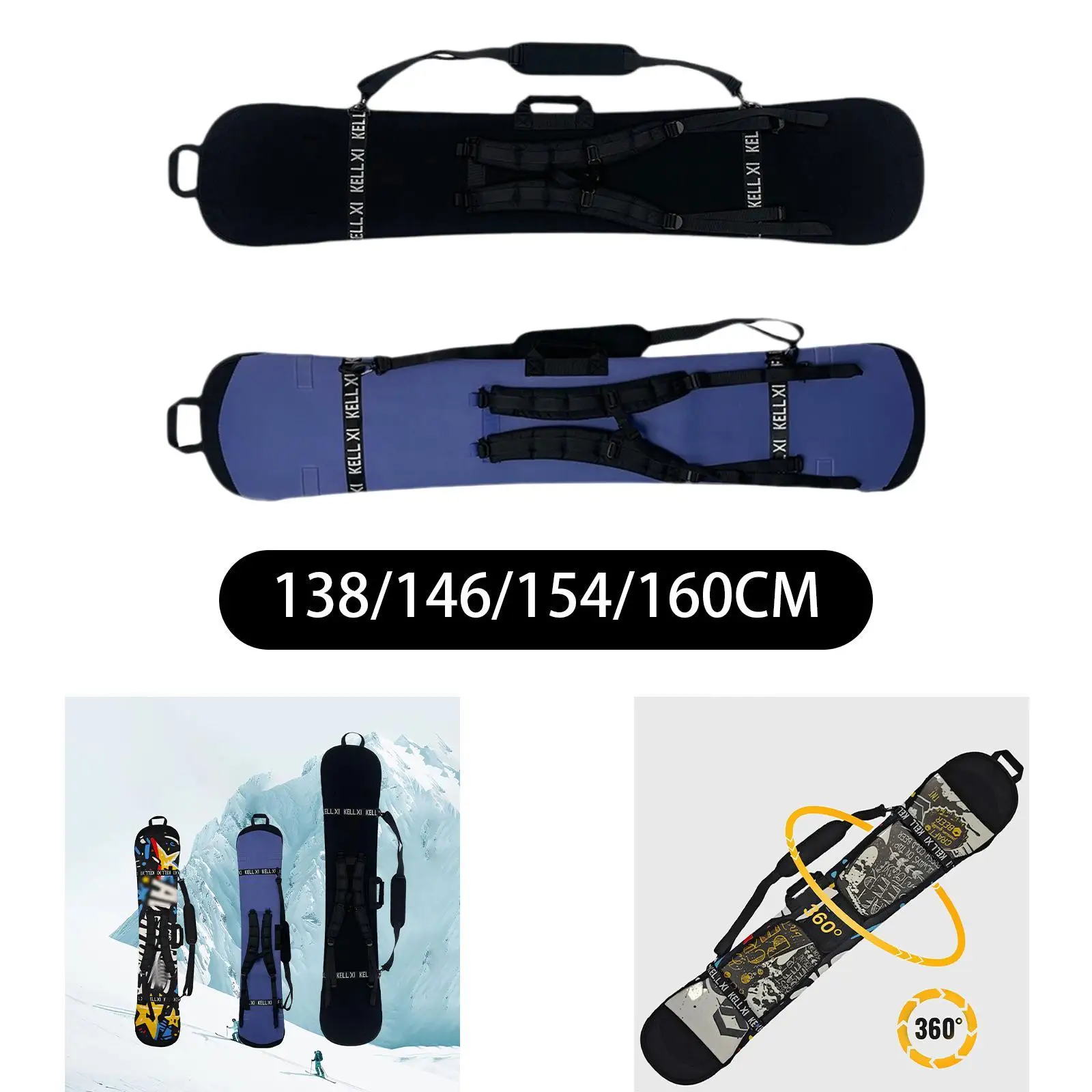 Funda de snowboard con encuadernación en mochila Protección de snowboard de neopreno