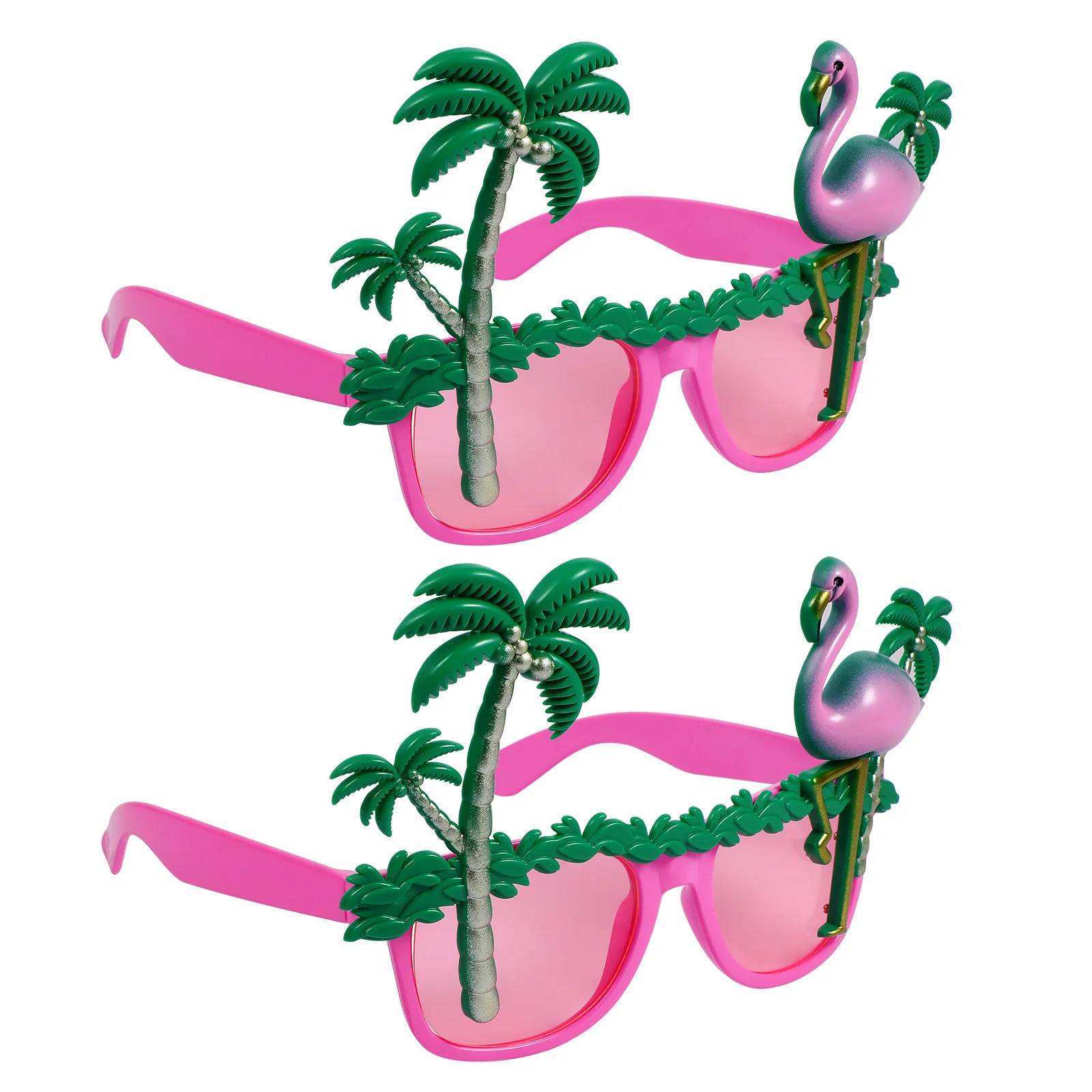 2Pcs Flamingo Glasses Hawaiian Summer Luau Party Sunglasses Lightweight Plastic Beach Party Photo Props Flamingo Glasses