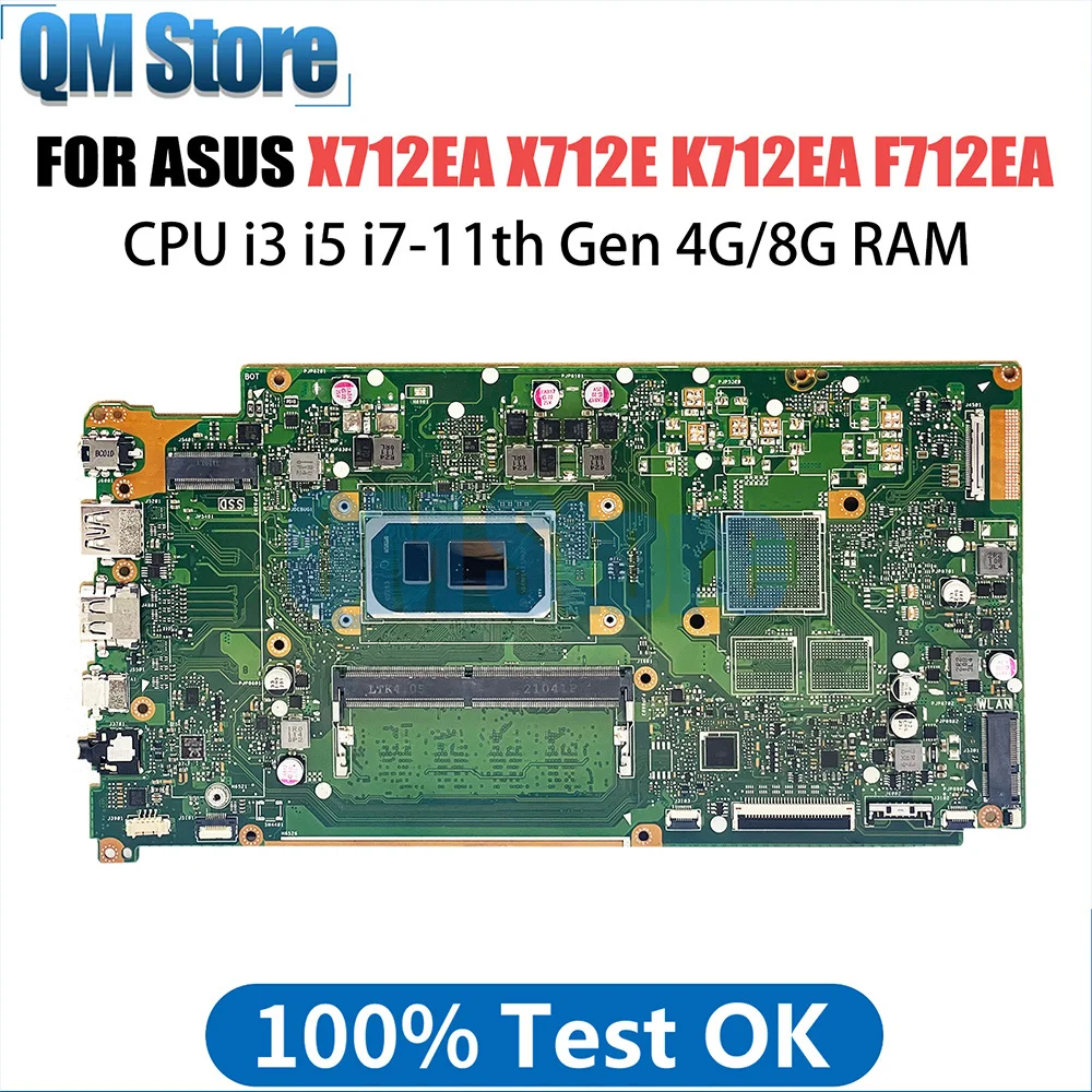 Notebook MainBoard untuk ASUS VivoBook X712EA X712E F712EA K712EA Motherboard Laptop dengan i3 i5 i7 11th Gen CPU 4GB 8GB RAM DDR4