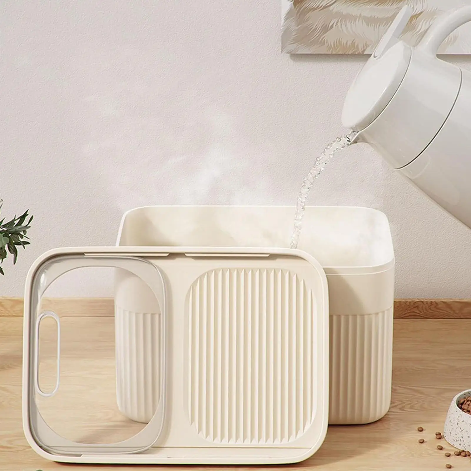 

Rice Storage Container Large Capacity Cereal Storage Box With Measuring Cup Dishwasher-Safe Rice Organizer Box For Grain Flour