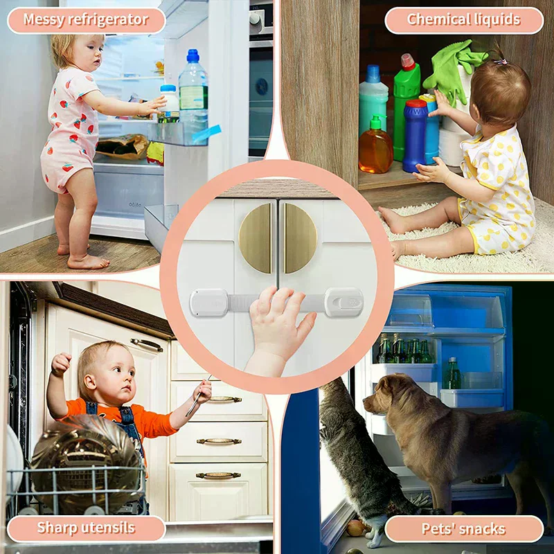 Baby Safety Lock Drawer Child Safety Cabinet Locks Adhesive Cabinet Drawer Door Latches Baby Safe Straps