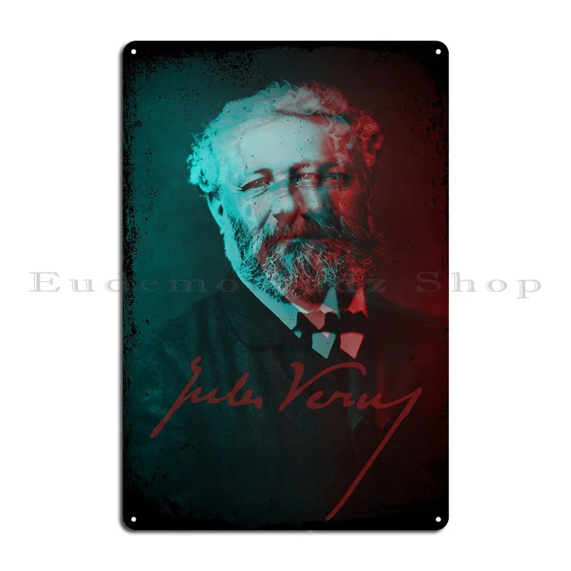 Science Fiction Visionary Jules Verne Portrait 3 Metal Sign Garage Garage Decoration Garage Designer Tin Sign Poster