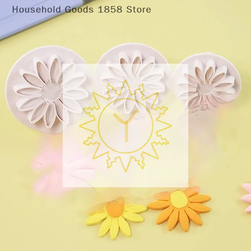 4Pcs Flower Fondant Plunger Biscuit Cookie Cutter Mold Set for Baking Decoration Creative Cake Kitchen DIY Tools for Dessert