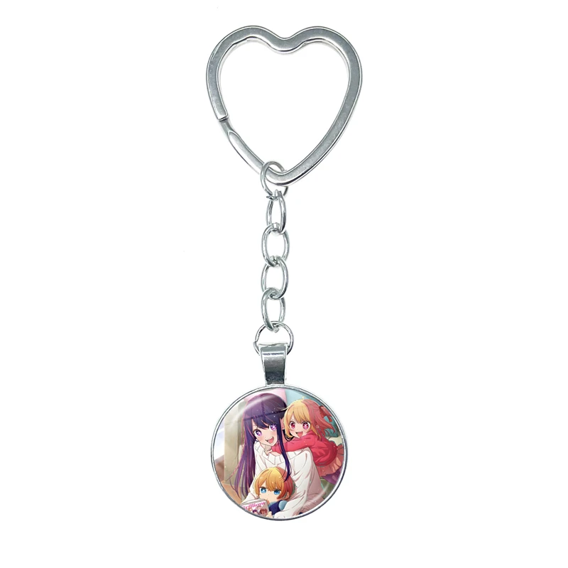 Anime Oshi No Ko Heart Keychain Gorou Akuamarin Hoshino Ai Rubii Sarina Glass Keyring Jewelry Gift for Women Men