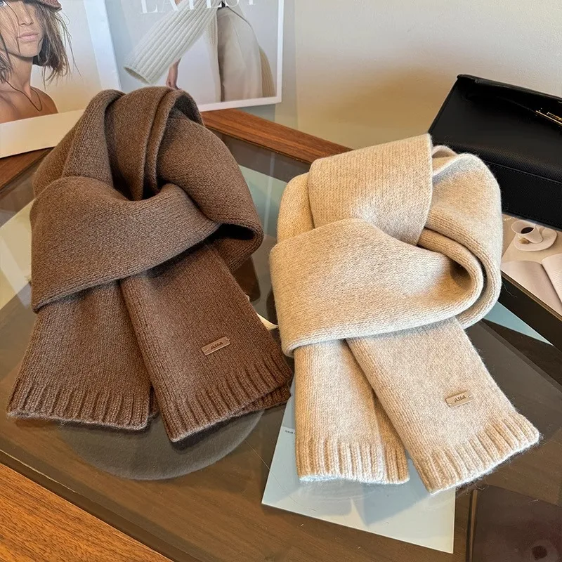 

High Quality 100% Wool Scarf Women Men Autumn Australian Pure Wool Knitted Muffler Female Male Solid Simple Decorate Scarves