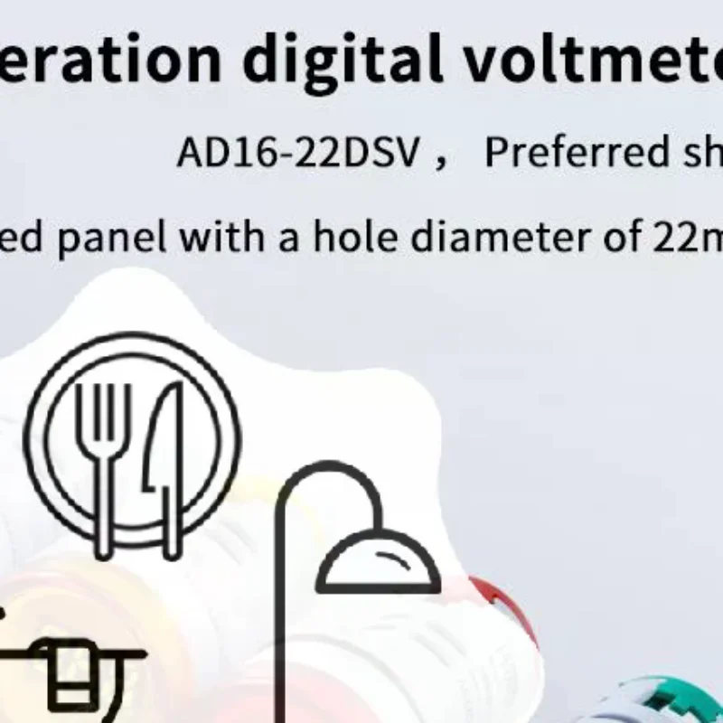 1PcsLED Digital Display AC Voltmeter Indicator Light 110V 220V 22MM AD16-22DSV Type AC 60-500V Mini Voltage Meter