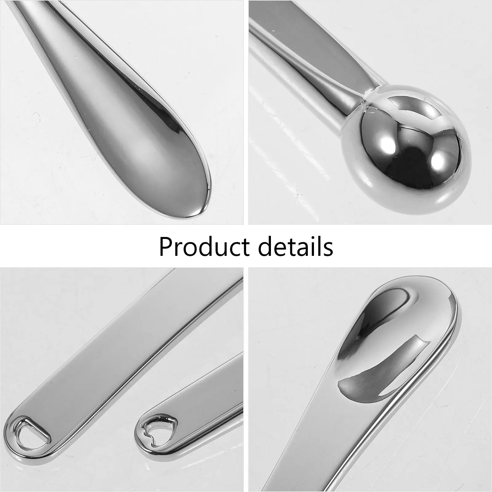 3Pcs High Polish Zinc Alloy Eye Massage Spoon Dual Use Eye Cream Scoop Face Cream Stick Makeup Beauty Tool Relieves Fatigue