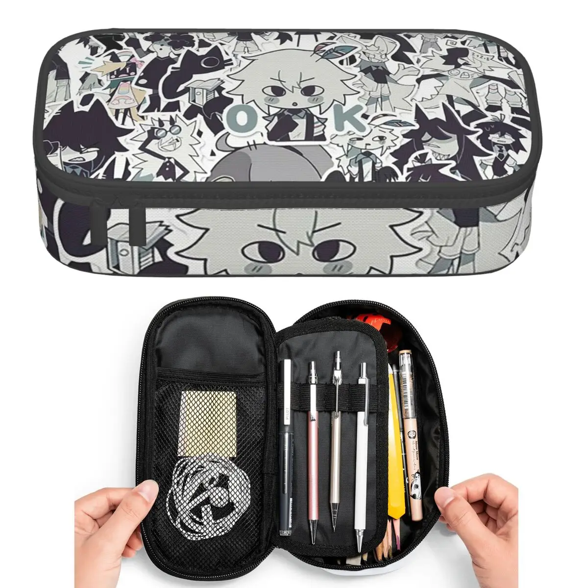 Cartoon Miss Circle Pencil Cases for Students Pen Box Pencil Bag Large Storage Pencil Pouch Pen Holder