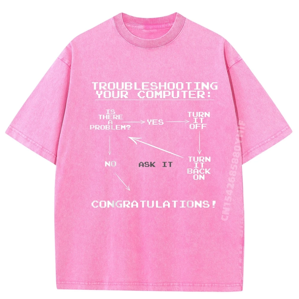 أخطاء مشاكل مخطط تدفق الكمبيوتر It أحدث تي شيرتات جرافيك للرجال ملابس علوية مطبوعة بسيطة وتي شيرتات ملابس علوية مغسولة في الشارع