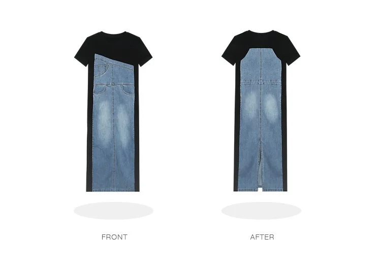 Denim Dress Women Long Dresses Round Neck Short Sleeve Vestidos Casual Elegant Splice Y2k Streetwear Work Party Night 2025