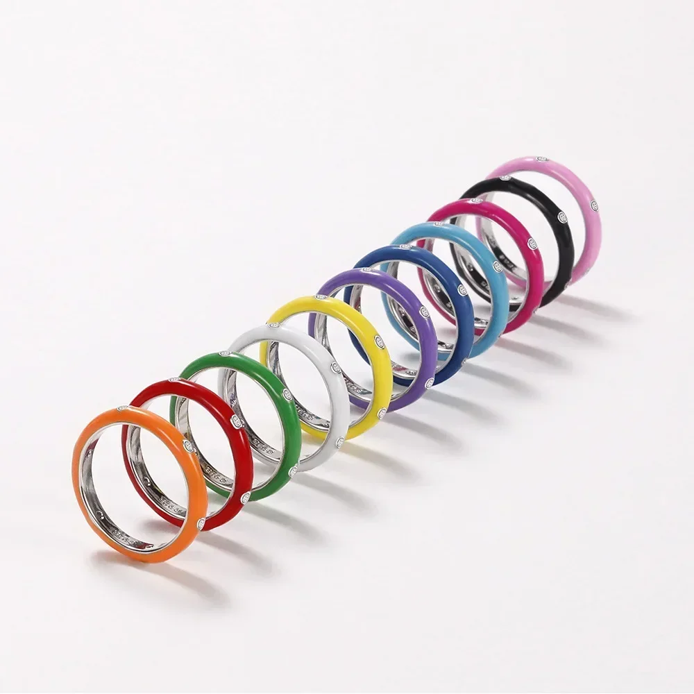2026 New Round Enamel Handmade Drip Oil Ring, High-end Rainbow Eternal Stackable, Women's Wedding Party Engagement Jewelry Gift