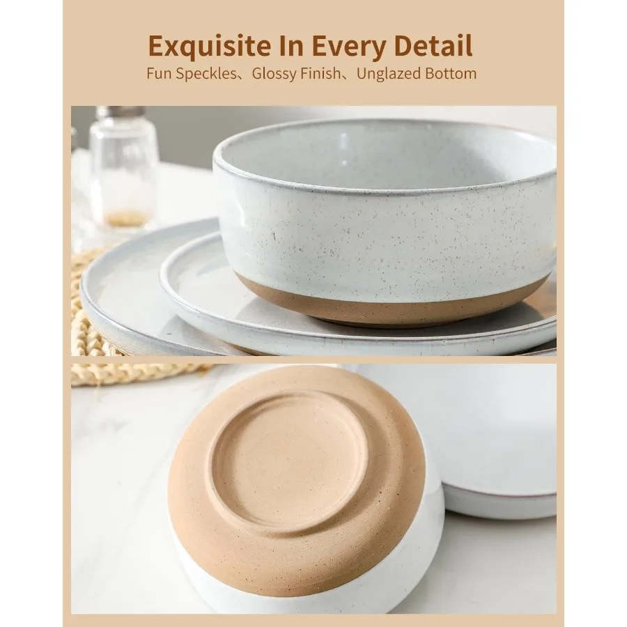 أطباق وأطباق مكونة من 18 قطعة أطباق بورسلين حديثة خدمة لـ 6 أطقم أواني طعام من الخزف الحجري مع نمط مرقط #6