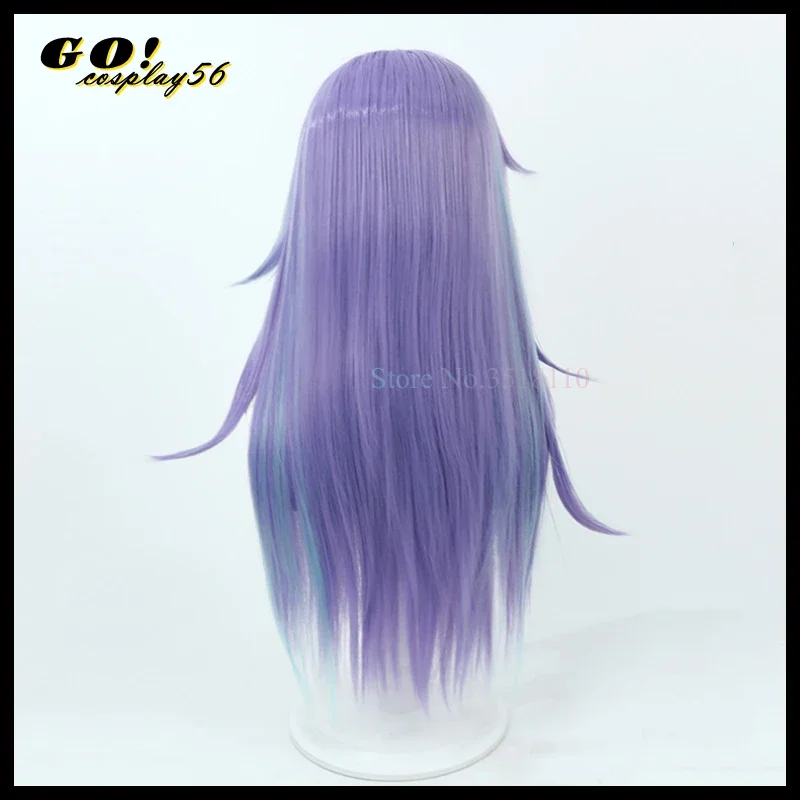 2023 new liver hover shantibe changes wig 70cm long straight hair purple mixed blue Idol vtuber cosplay headphone