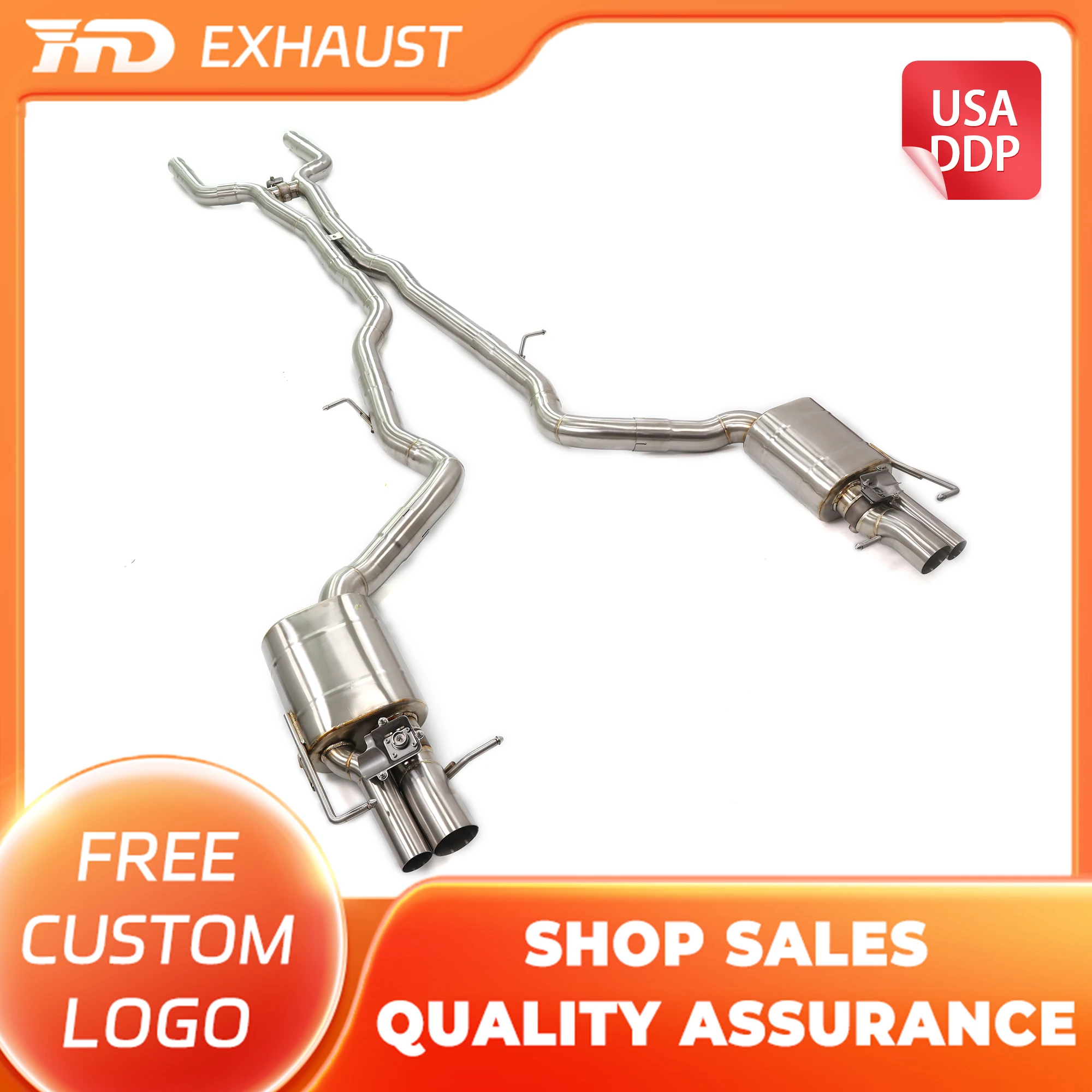 

HMD Hot Sales Stainless Steel Catback exhaust for Mercedes Benz E63 W213 Original Valves Exhaust TIG Hand Welding 76mm Pipe