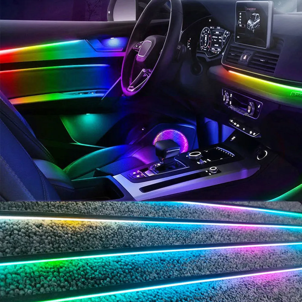 Colorful Symphony car Ambient light Dual zone interior ambient light for Car APP Control Decorative Atmosphere Strip Accessorie