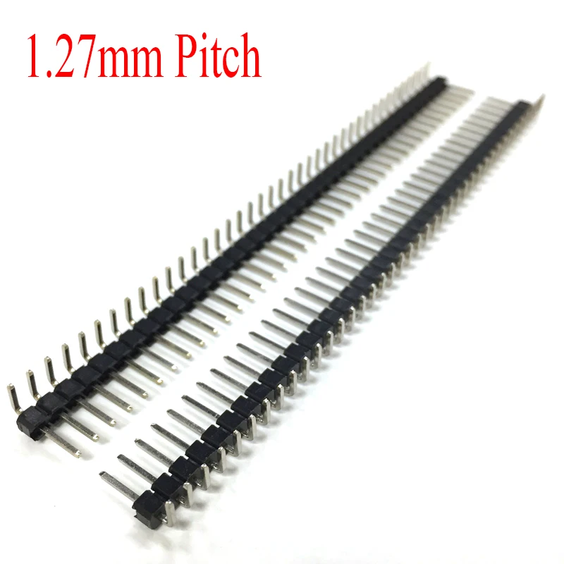 1x40 1*40 1x50 1*50 Pin 40P 50P 1.27mm Pitch Single Row Single-Spaced Right Angle Pin PCB Male IC Connector Pin Header Strip