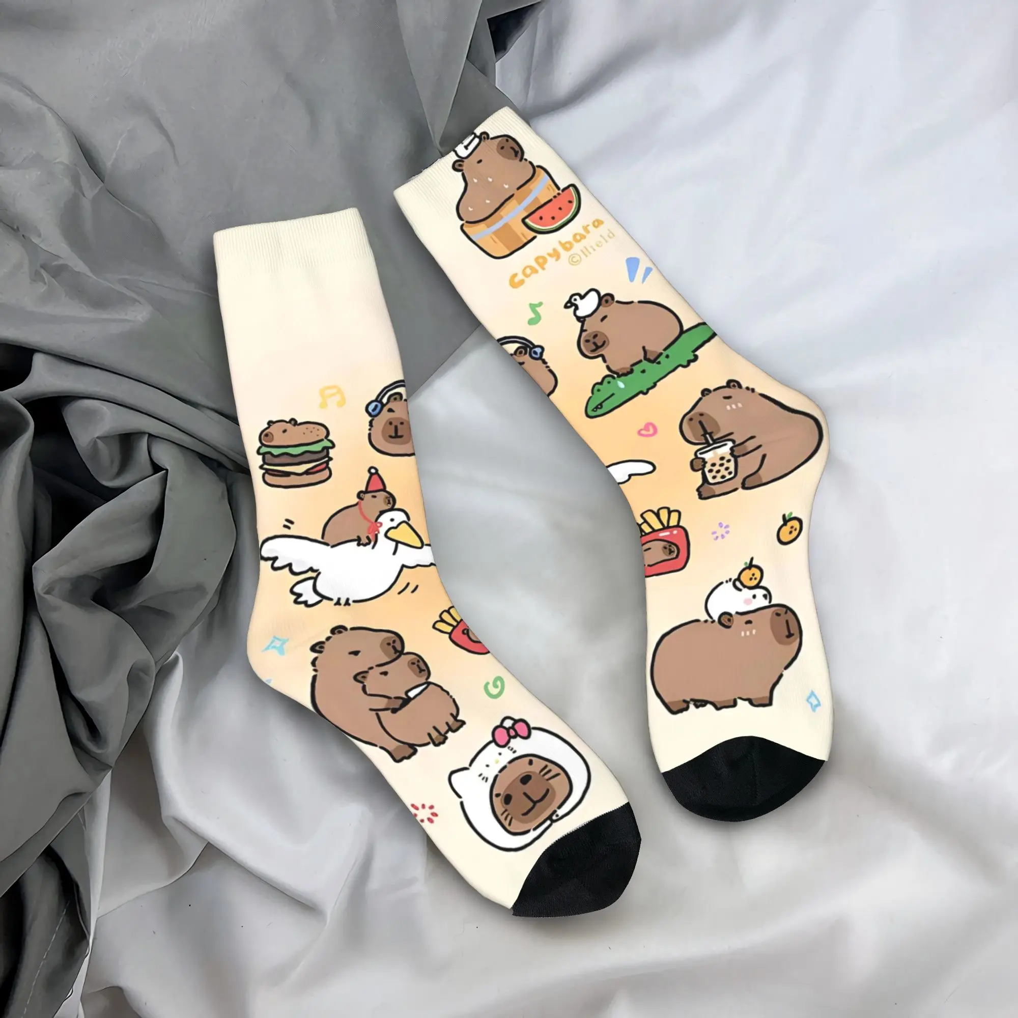 

Cute Kapibara Capybara Socks Anti Skid Stockings Unisex Men Warm Soft Cycling Socks Spring Funny Graphic Socks