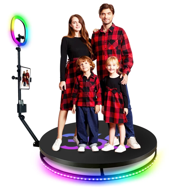 Drop Shipping 360 Photo Booth Automatic Rotating Camera Spin Video 100cm Prix 360 Degree PhotoBooth Accessories With Ring Light