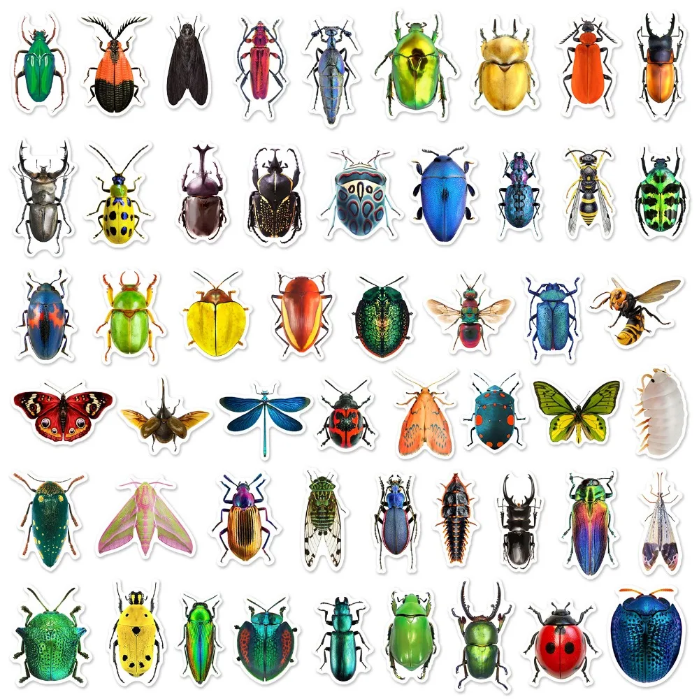 50PCS Colorful Insect Graffiti Stickers Suitcase Skateboard Creativity Waterproof Sticker Trendy Car Body Scratch Cover Decals