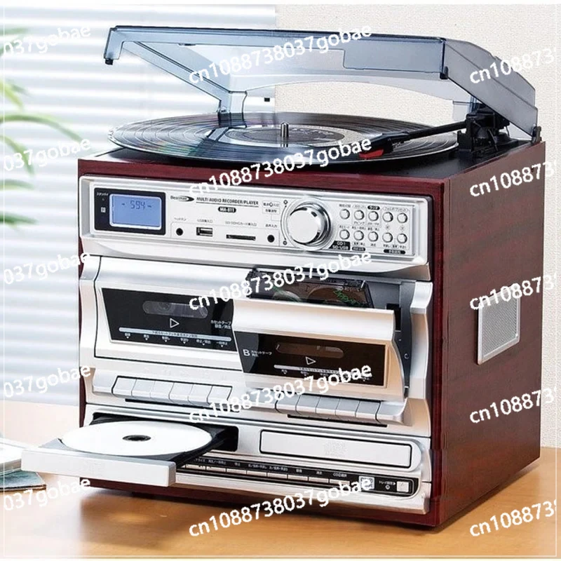 Vinyl Record Player Modern Jukebox Antique Phonograph Double CD Audio Multi-Function Radio Tape CD USB