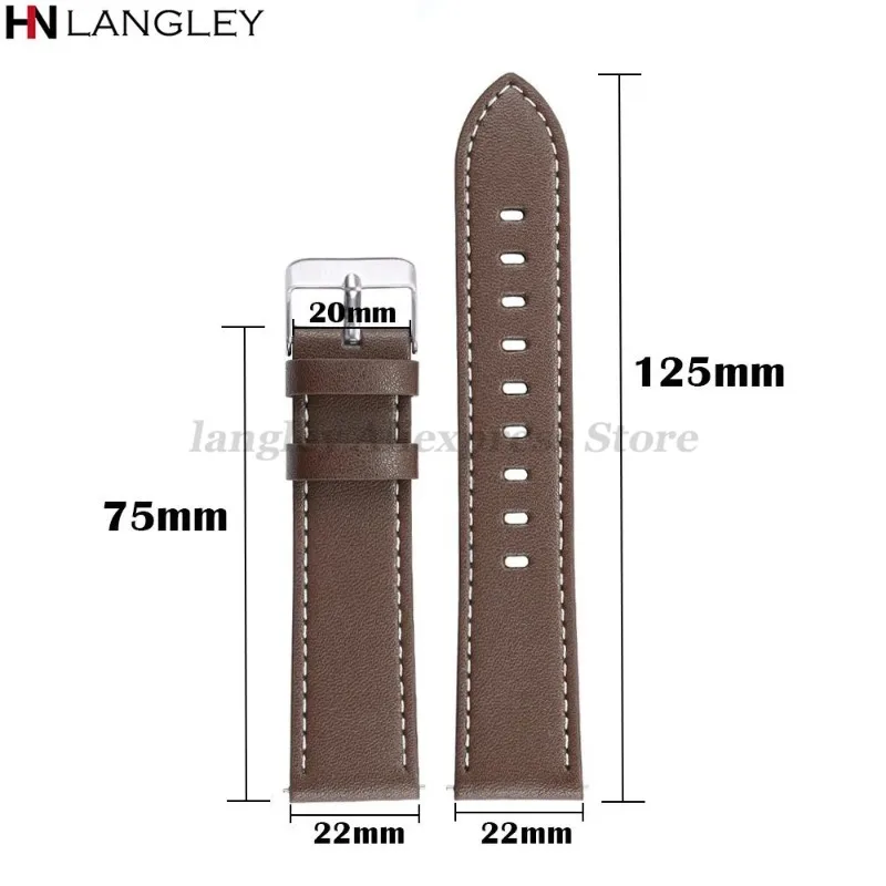 Genuine Leather Watch Strap 20mm 22mm for Huawei Watch GT2/GT3 Quick Release Bracelet for Samsung Galaxy Watch 42/46mm for Seiko