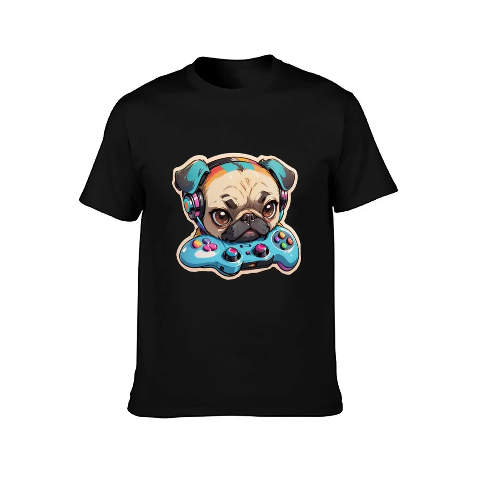 Gamer Pug T-Shirt heavyweights custom shirt mens graphic t-shirts hip hop