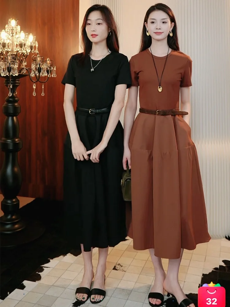 

Limited Order Autumn Sle Bee Waist Flower Bud Dr 2 Colors Narrow ence Commute Simple A-Line Skirt ort Sve round...