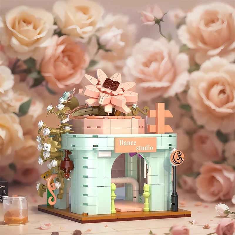 Mini City Street View Assemble Building Blocks Music Dance Studio Art Museum Florist Model Bricks Girl Toy Friends Children Gift
