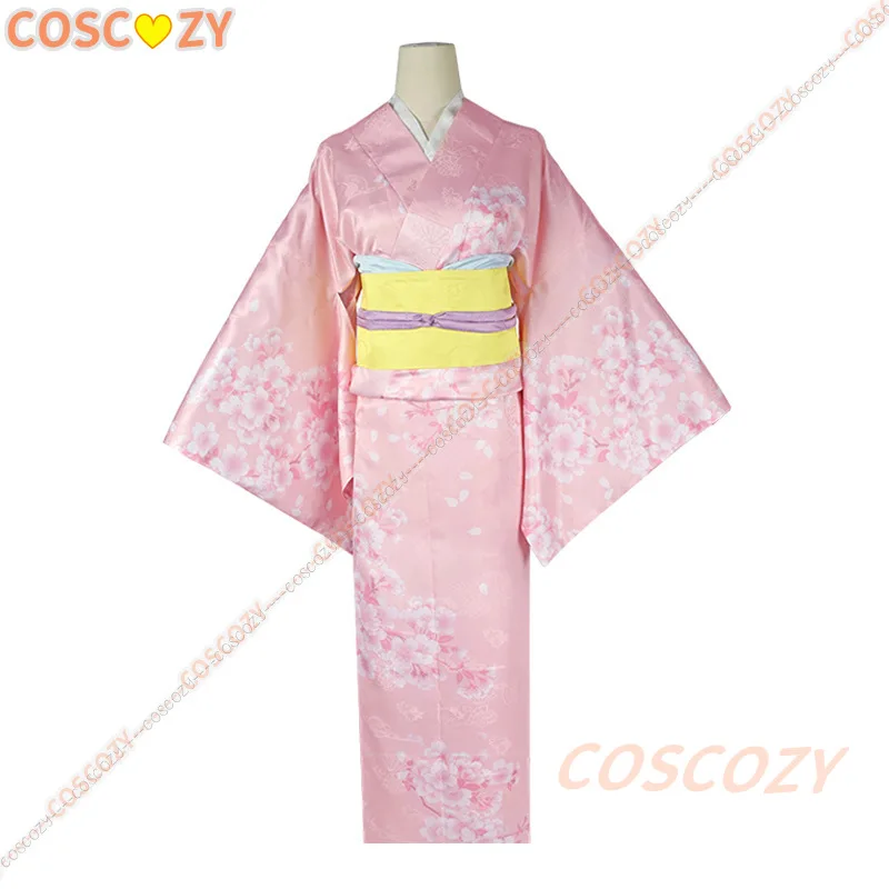 Meu Casamento Feliz Anime Cosplay Costume, Miyo Saimoni, Flor Impressa, Rosa Peruca Kinomo, Conjunto Headwear