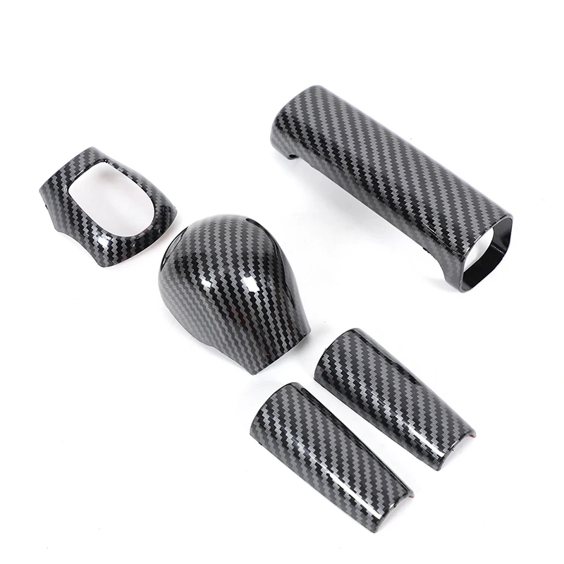 

5PCS Car Gear Lever Decorative Cover For Mercedes Smart 453 Fortwo Forfour 2016-2021 Car Handbrake Trim Styling Accessories