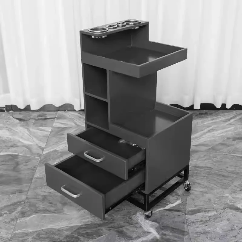 عربة صالون تجميل الشعر المعدنية المتحركة، أدوات تصفيف الشعر، عربة تخزين التجميل