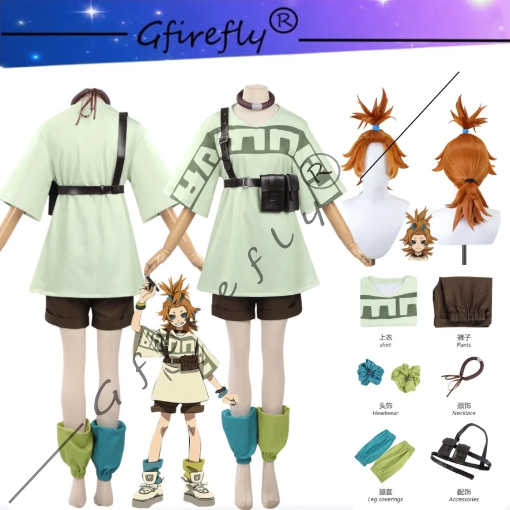 

Gachiakuta Remlin Cosplay Costume Light Green Top Shorts Wig Accessories Full Set Anime Halloween Comic Con Carnival Outfit