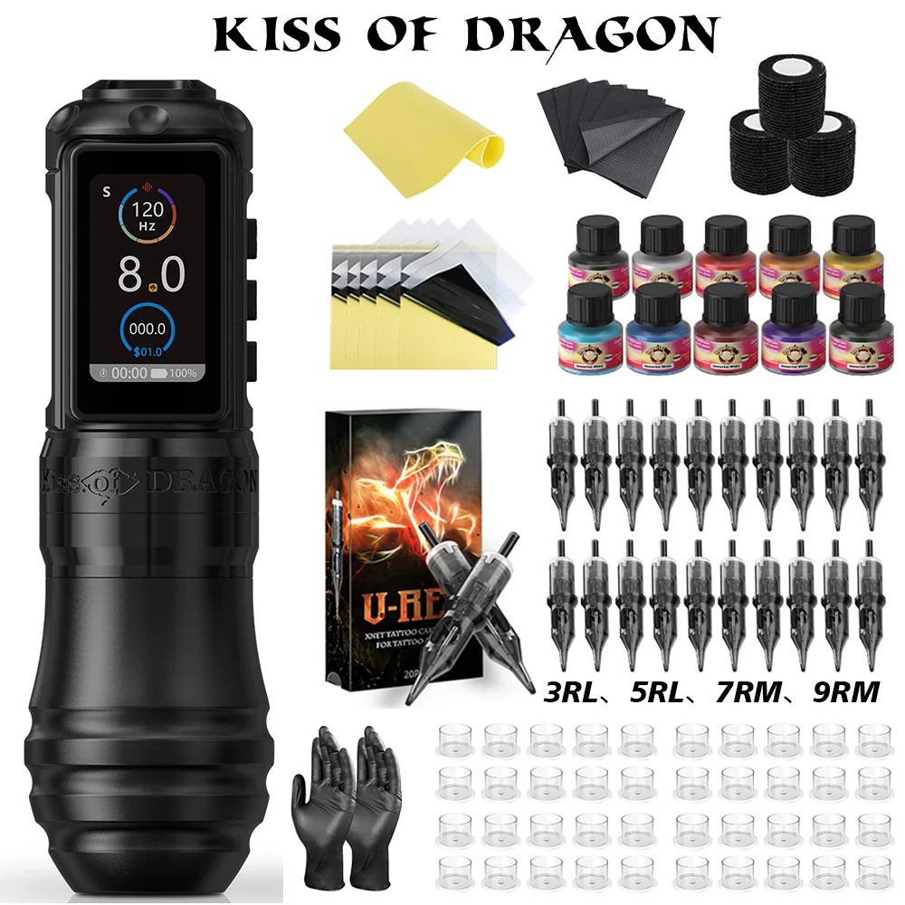 

Tattoo Kit Professional Brushless Motor Tattoo Pen Kit For Makeup Tattoo Machine Kit Wireless Power Supply Tattoo Gun