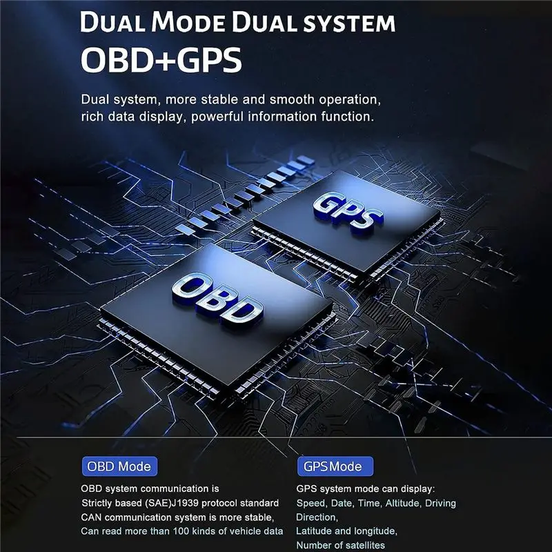 A500 GPS HUD Head-Up Display OBD Speedometer Universal Durable Easy Install Easy To Use-X67A