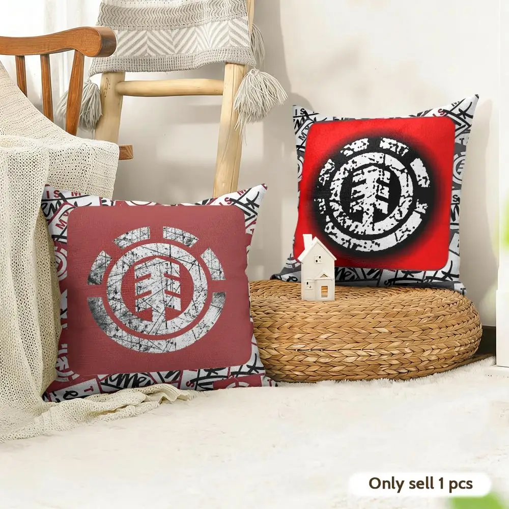 E-Element Skateboards Logo Cushion Cover Organic Linen Square Pillow Case Durable Non-Allergenic And Kind To Skin
