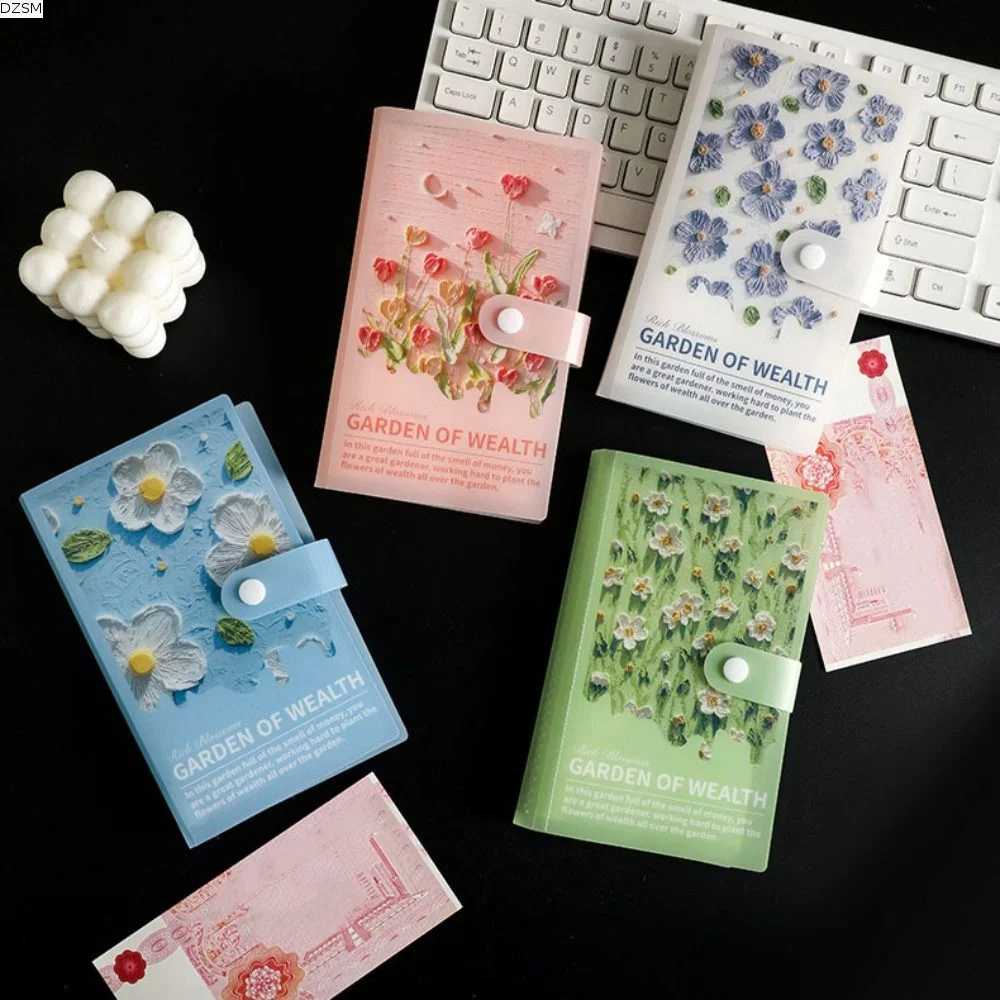 Flower Printed Button Notebook for Money Anti-splash Water Diary Notepad Cash Budget Ledger Savings Handbook Cash Envelopes
